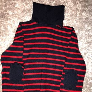 J. Crew Red & Navy striped turtleneck sweater